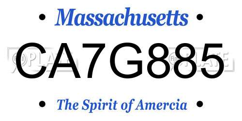 CA7G885 Massachusetts License Plate