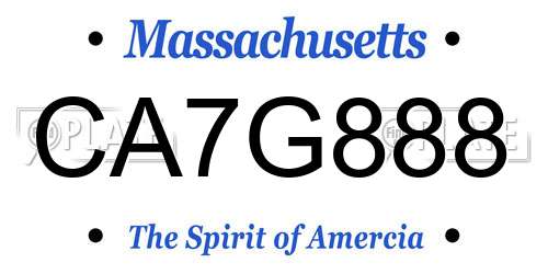 CA7G888 Massachusetts License Plate