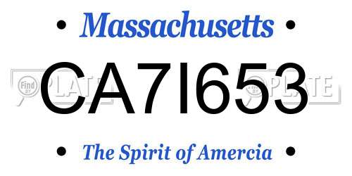 CA7I653 Massachusetts License Plate
