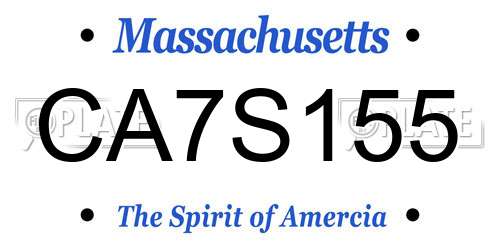 CA7S155 Massachusetts License Plate