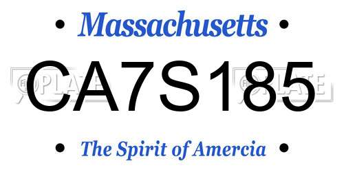 CA7S185 Massachusetts License Plate