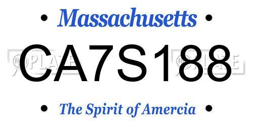 CA7S188 Massachusetts License Plate
