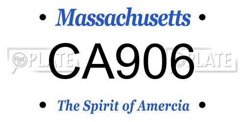 CA906 Massachusetts License Plate
