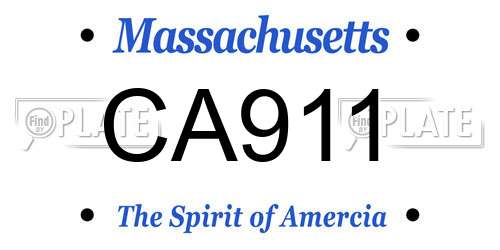 CA911 Massachusetts License Plate