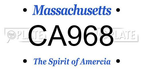 CA968 Massachusetts License Plate