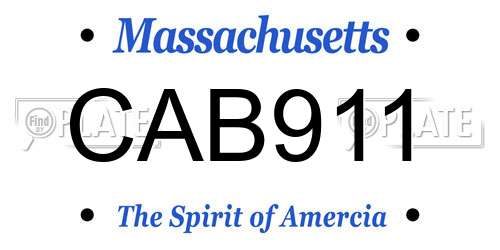 CAB911 Massachusetts License Plate
