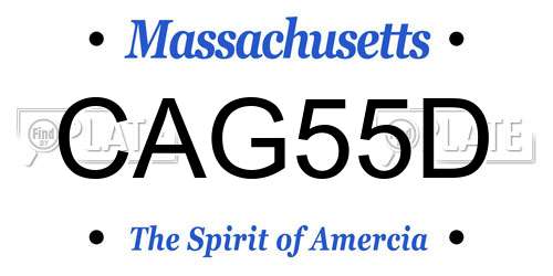 CAG55D Massachusetts License Plate