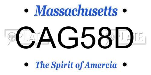 CAG58D Massachusetts License Plate