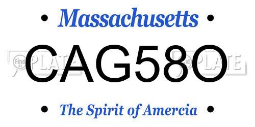 CAG58O Massachusetts License Plate