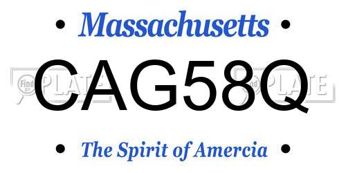 CAG58Q Massachusetts License Plate