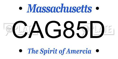 CAG85D Massachusetts License Plate