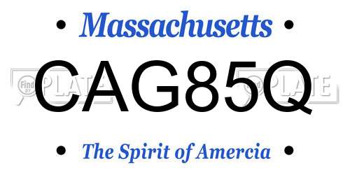CAG85Q Massachusetts License Plate