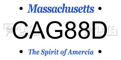 CAG88D Massachusetts License Plate