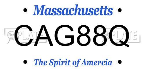 CAG88Q Massachusetts License Plate