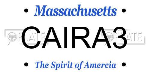 CAIRA3 Massachusetts License Plate