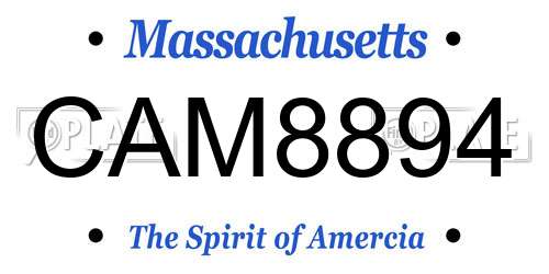CAM8894 Massachusetts License Plate