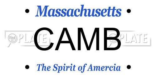CAMB Massachusetts License Plate
