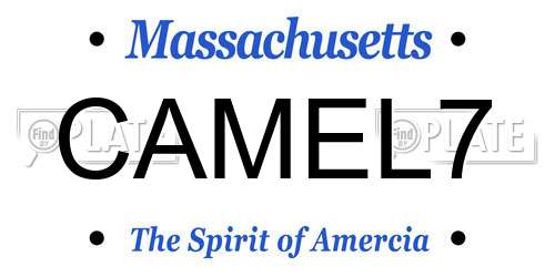 CAMEL7 Massachusetts License Plate