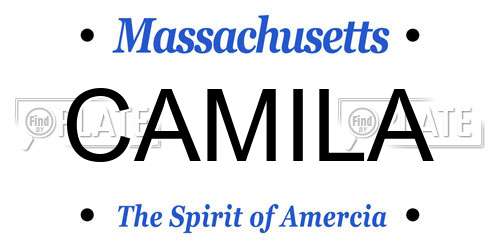 CAMILA Massachusetts License Plate