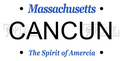 CANCUN Massachusetts License Plate