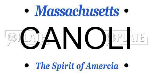 CANOLI Massachusetts License Plate