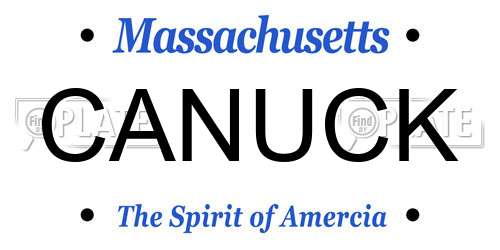CANUCK Massachusetts License Plate