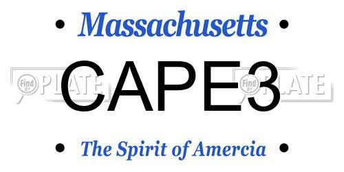 CAPE3 Massachusetts License Plate
