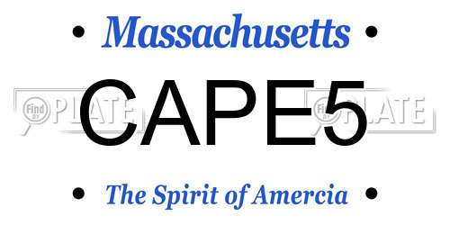 CAPE5 Massachusetts License Plate