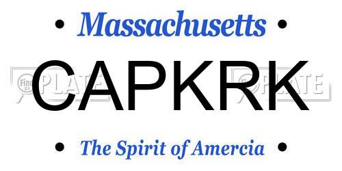 CAPKRK Massachusetts License Plate