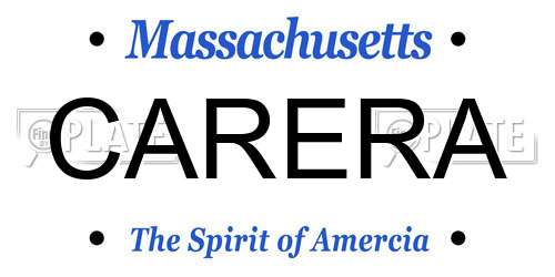 CARERA Massachusetts License Plate