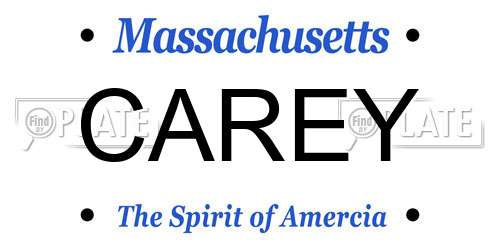 CAREY Massachusetts License Plate