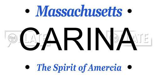 CARINA Massachusetts License Plate