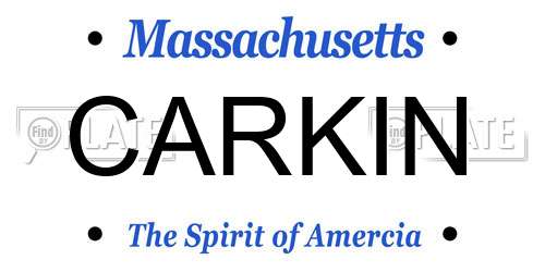 CARKIN Massachusetts License Plate