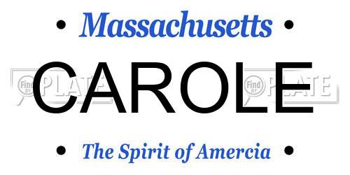 CAROLE Massachusetts License Plate