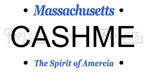 CASHME Massachusetts License Plate