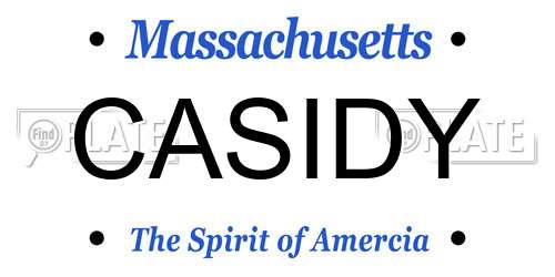 CASIDY Massachusetts License Plate