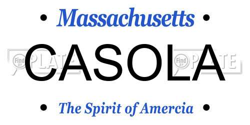 CASOLA Massachusetts License Plate
