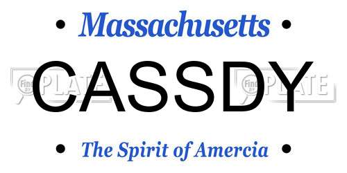 CASSDY Massachusetts License Plate