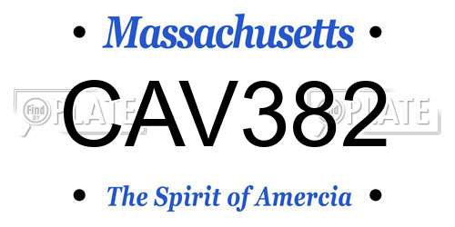 CAV382 Massachusetts License Plate