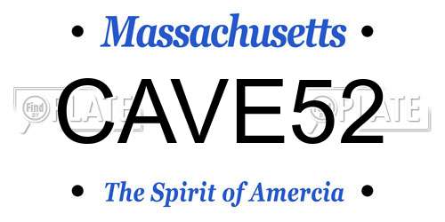 CAVE52 Massachusetts License Plate