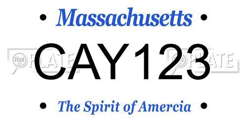 CAY123 Massachusetts License Plate