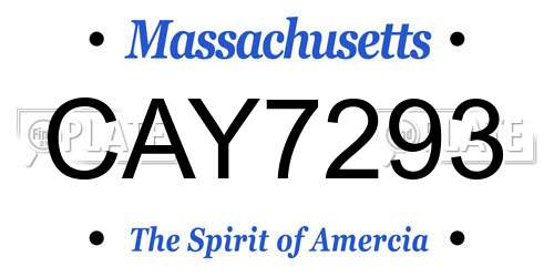 CAY7293 Massachusetts License Plate