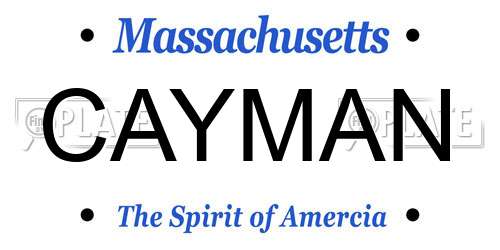 CAYMAN Massachusetts License Plate