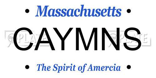 CAYMNS Massachusetts License Plate