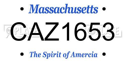 CAZ1653 Massachusetts License Plate