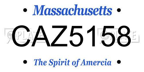 CAZ5158 Massachusetts License Plate