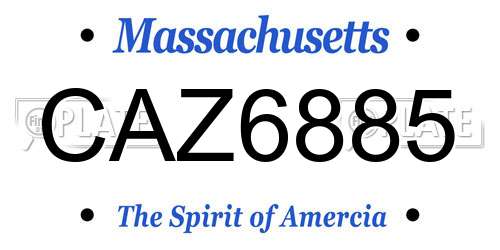CAZ6885 Massachusetts License Plate
