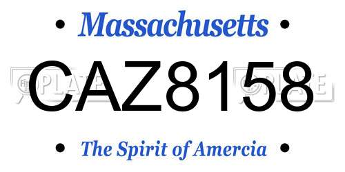 CAZ8158 Massachusetts License Plate