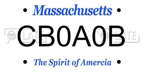 CB0A0B Massachusetts License Plate
