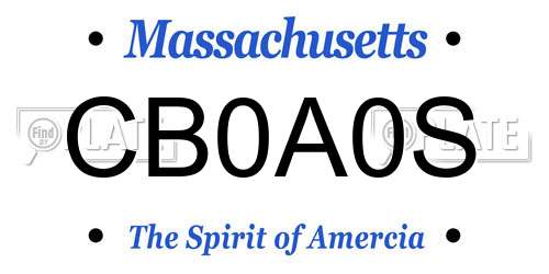 CB0A0S Massachusetts License Plate